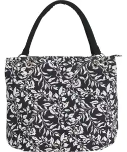 Canvas Schultertasche, schwarz/weiß