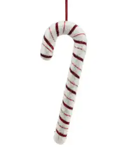 Deko-Zuckerstange Weihnachten, weiß/rot