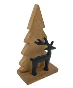 Deko-Tanne mit Hirsch Weihnachten, naturfarben