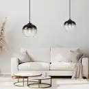 Bild 2 von Pendelleuchte ZEA, 1x E27/25 Watt max., Glas in Rauchfarben, Schwarz