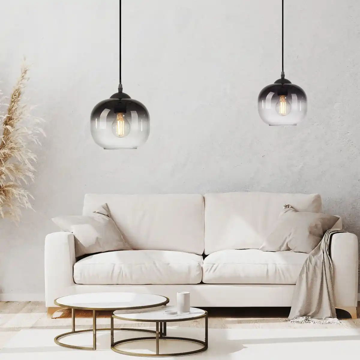 Bild 2 von Pendelleuchte ZEA, 1x E27/25 Watt max., Glas in Rauchfarben, Schwarz