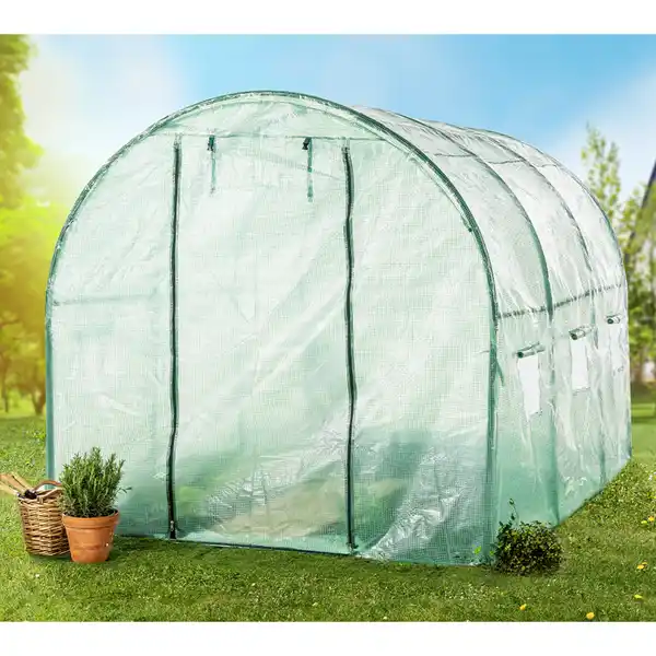 Bild 2 von Foliengewächshaus,Tomatengewächshaus,Tunnelgewächshaus mit 6 Fenstern und einer Tür ca.300x200x200cm