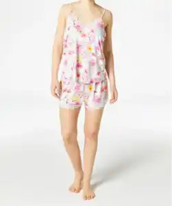 Pyjama mit Blumenmuster, weiß bedruckt