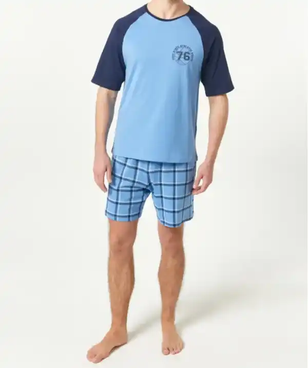 Bild 1 von Kurzer Pyjama, blau melange