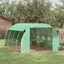 Bild 2 von Outsunny Foliengewächshaus Polytunnel 3,97 x 3 x 2 m Abdeckungen aufrollbar Grün
