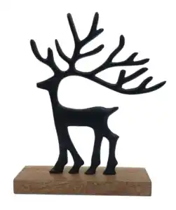 Deko-Hirsch Weihnachten, schwarz matt