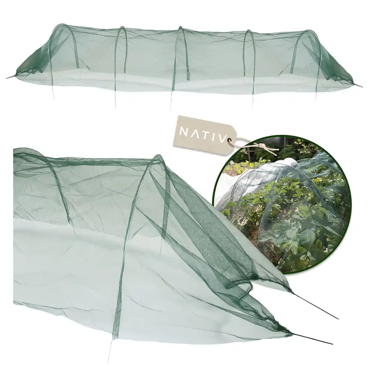 Bild 1 von Pflanztunnel mit Metallbögen, Gartentunnel 250x60x55cm, Netztunnel