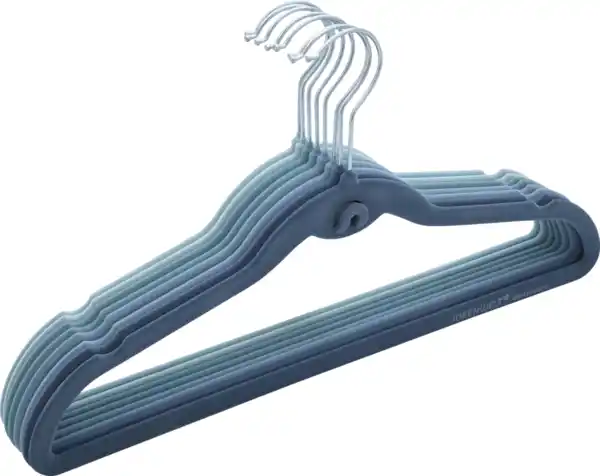 Bild 2 von IDEENWELT Beflockte Kleiderbügel 8er-Set blau