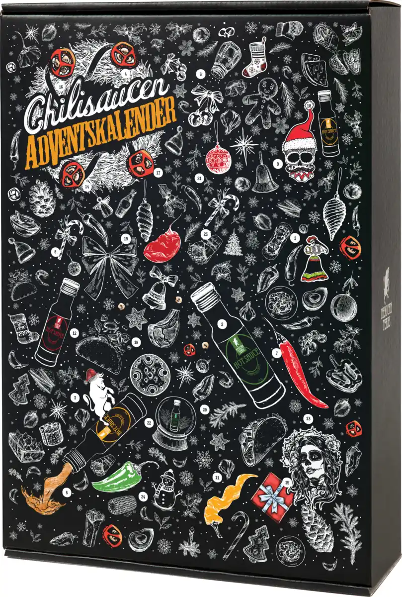 Bild 1 von Mexican Tears Scharfe Saucen Adventskalender 2025, 1.750 g 24 Glasfläschchen x 20 ml