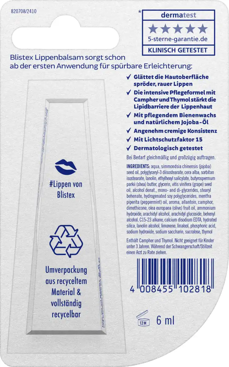 Bild 2 von Blistex Lippenbalsam Repair Care LSF 15, 6 ml