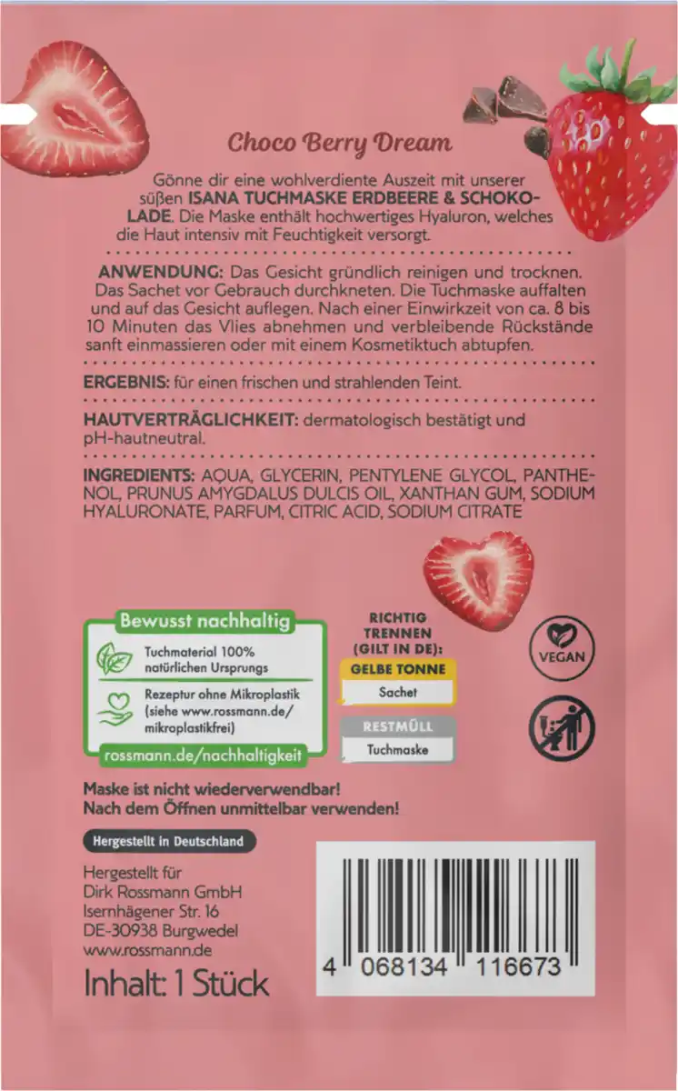 Bild 2 von ISANA Tuchmaske Choco Berry Dream