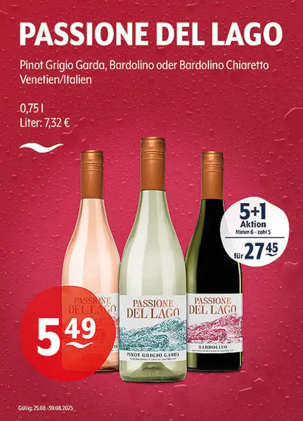 Bild 1 von PASSIONE DEL LAGO Pinot Grigio Garda, Bardolino oder Bardolino Chiaretto Venetien/italien