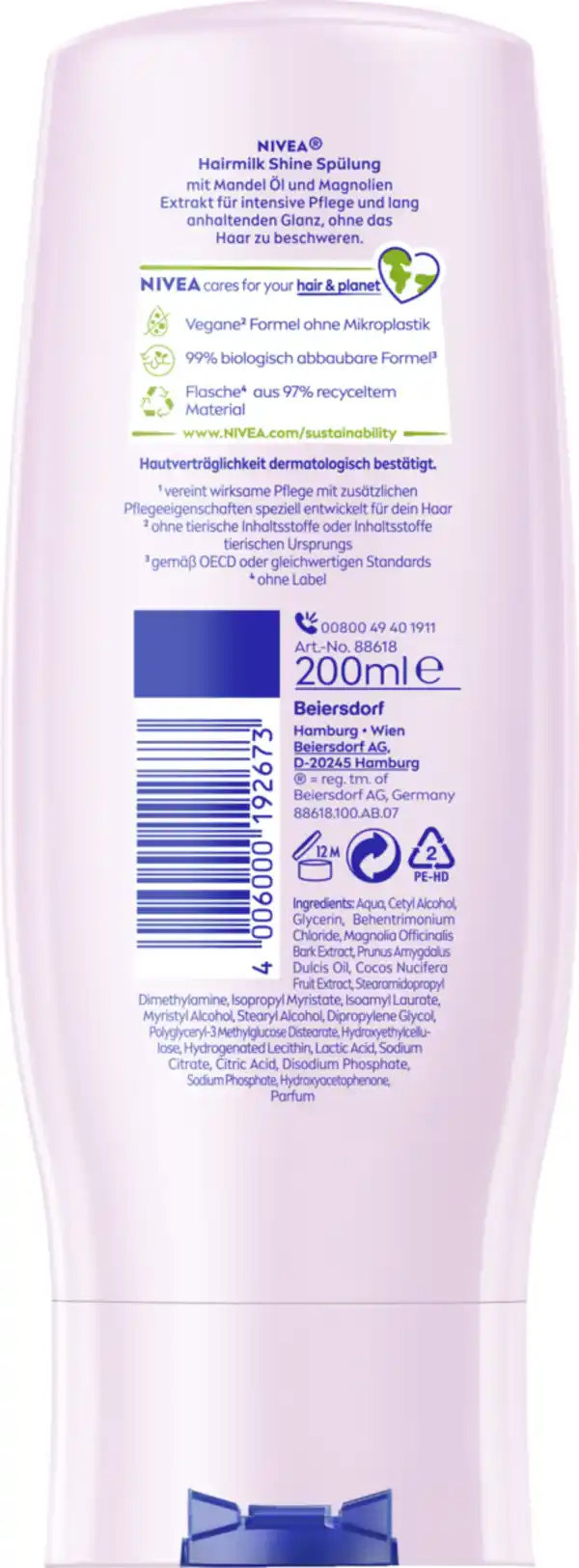 Bild 2 von NIVEA Hairmilk Shine Glanzspülung, 200 ml