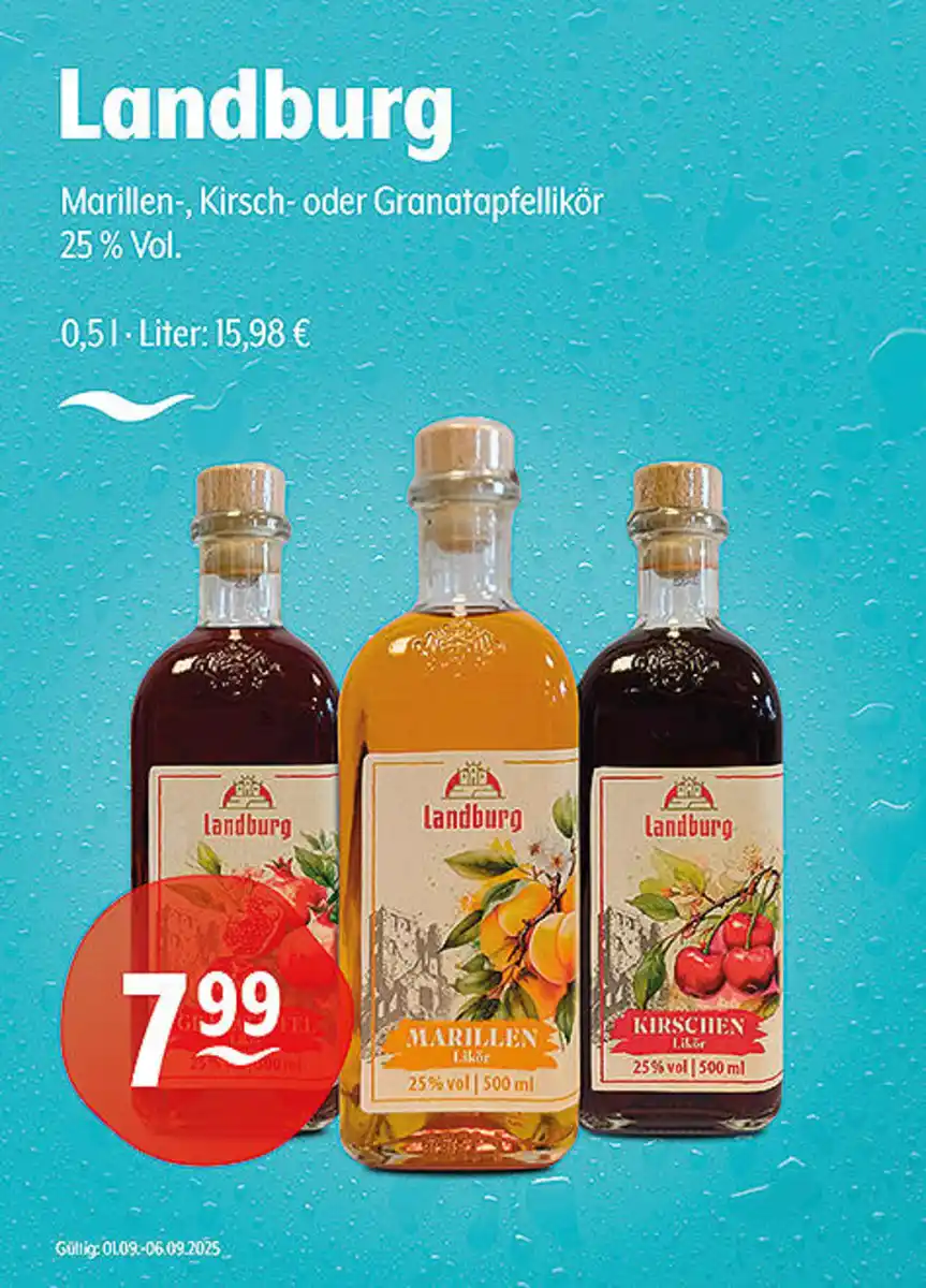 Bild 1 von Landburg Marillen-, Kirsch- oder Granatapfellikör 25 % Vol.
