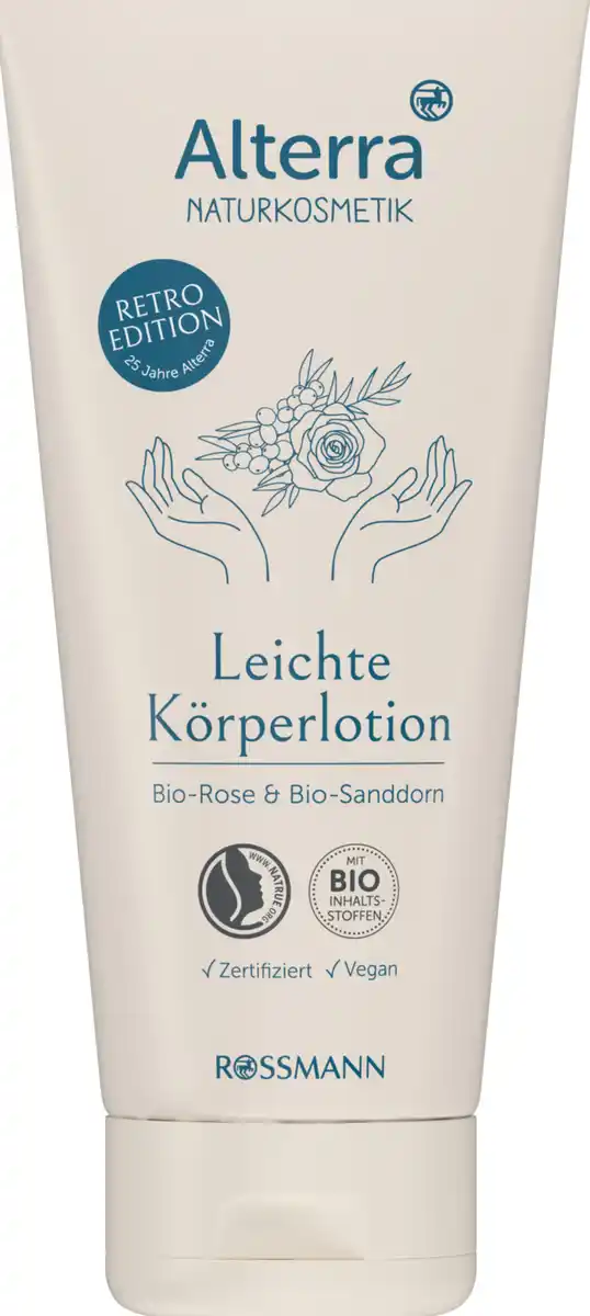 Bild 1 von Alterra NATURKOSMETIK Leichte Körperlotion Bio-Rose & Bio-Sanddorn Retro Edition, 200 ml
