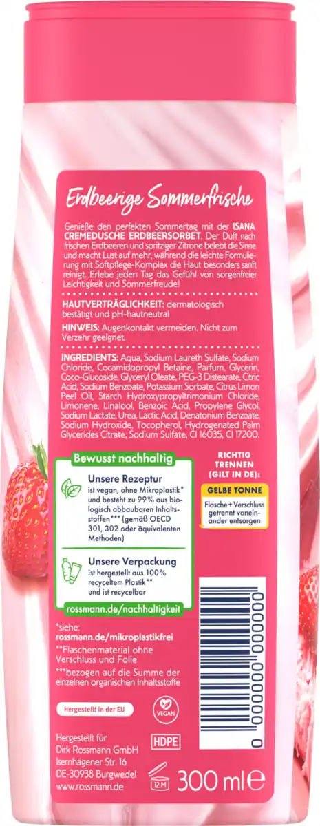 Bild 2 von ISANA Cremedusche Erdbeersorbet, 300 ml