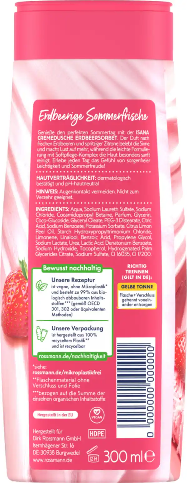 Bild 2 von ISANA Cremedusche Erdbeersorbet, 300 ml