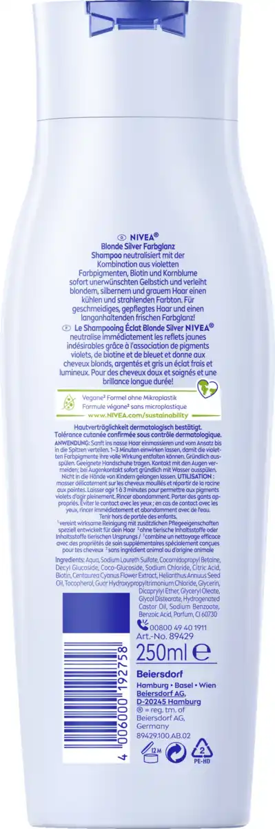 Bild 2 von NIVEA Blonde Silver Farbglanz Shampoo, 250 ml