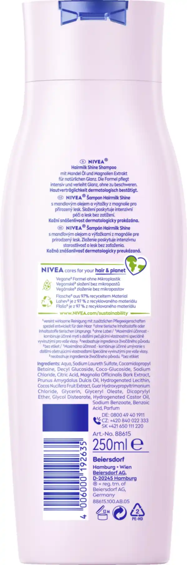 Bild 2 von NIVEA Hairmilk Shine Glanz Shampoo, 250 ml