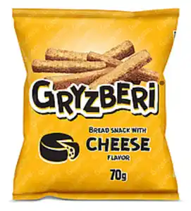 "GRYZBERI" Snack aus geröstetem Weizenbrot mit Käsegeschmack