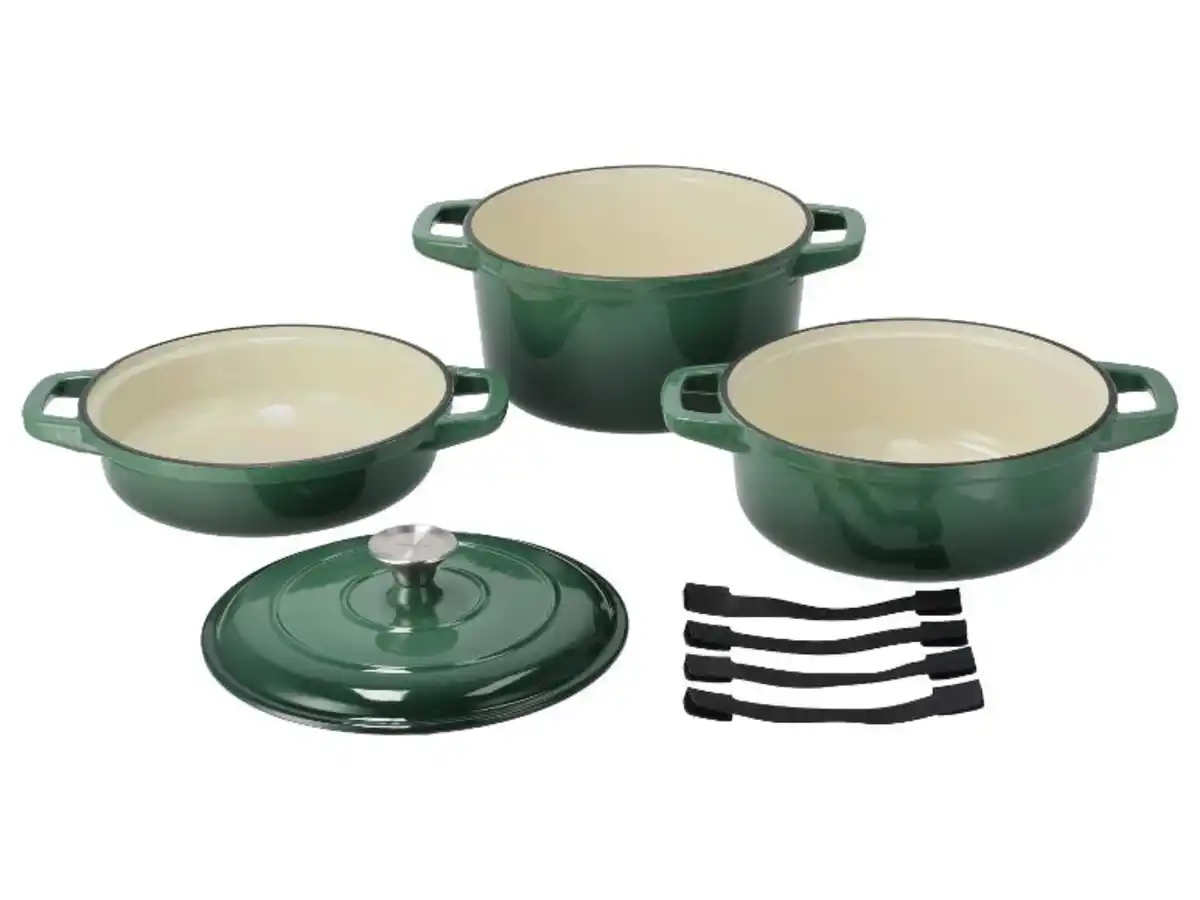 Bild 2 von SILVERCREST® Gusseisentopf-Set, Pfanne: ca. Ø 23 x H 5,7 cm; großer Topf: ca. Ø 23 x H 11,8 cm; kleiner Topf: ca. Ø 23 x H 8,2 cm
