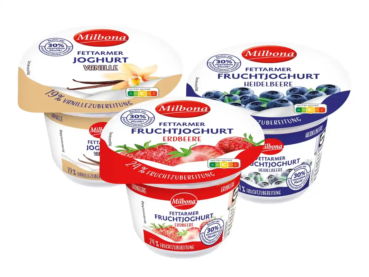 Bild 1 von Milbona Fettarmer Fruchtjoghurt,  250 g