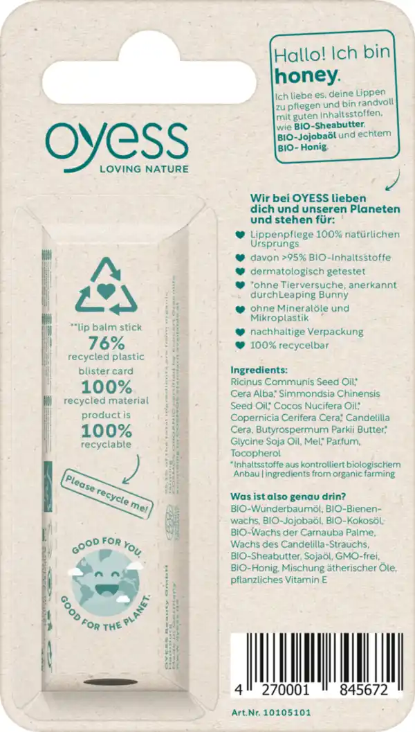Bild 2 von OYESS Lippenbalsam Honey, 4,8 g