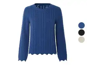 esmara® Damen Lochstrickpullover, leger geschnitten, mit Baumwolle