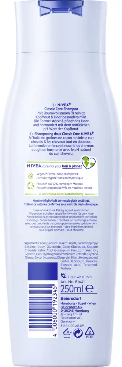Bild 2 von NIVEA Classic Care Mildes Shampoo, 250 ml