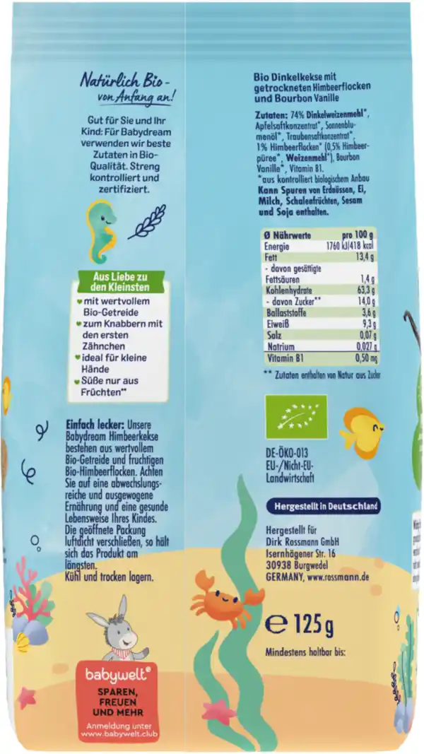 Bild 4 von Babydream Bio Himbeerkeks mit Bio-Himbeeren ab 1 Jahr, 125 g