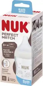 NUK Perfect Match Glas-Babyflasche ab 0 Monate, 120 ml