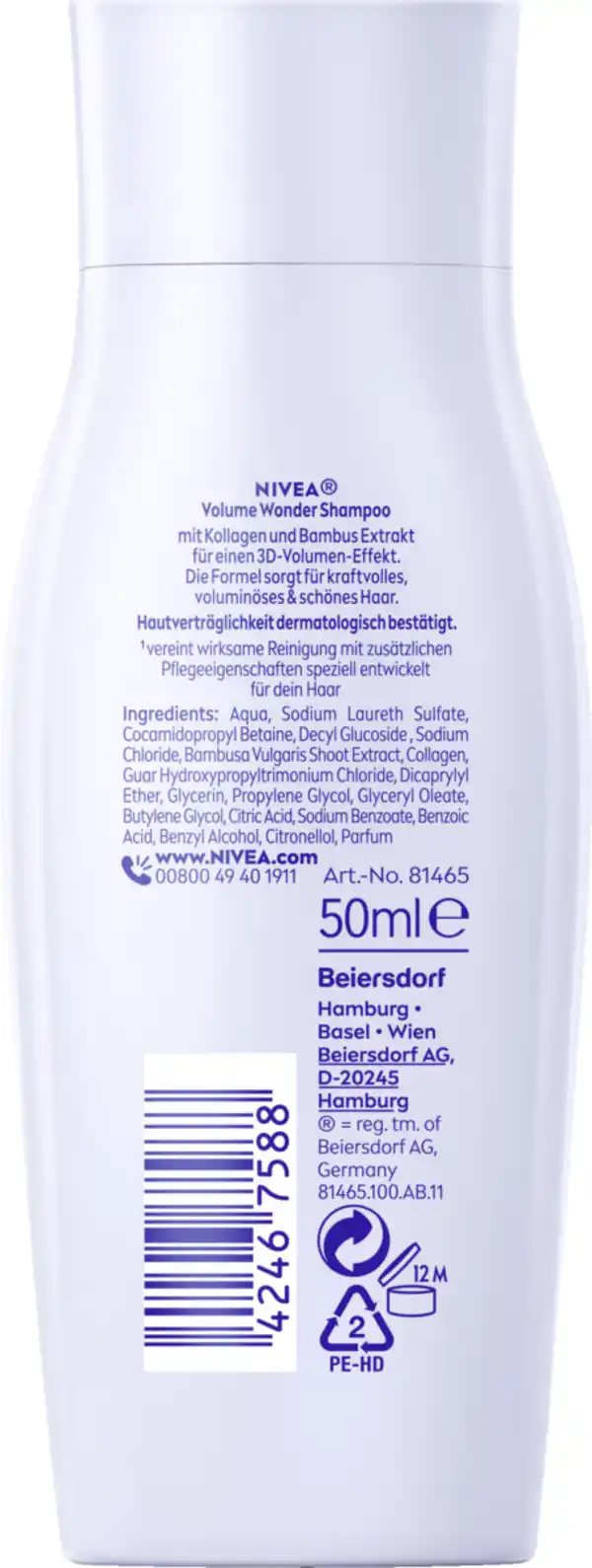 Bild 2 von NIVEA Volume Wonder Shampoo Reisegröße, 50 ml