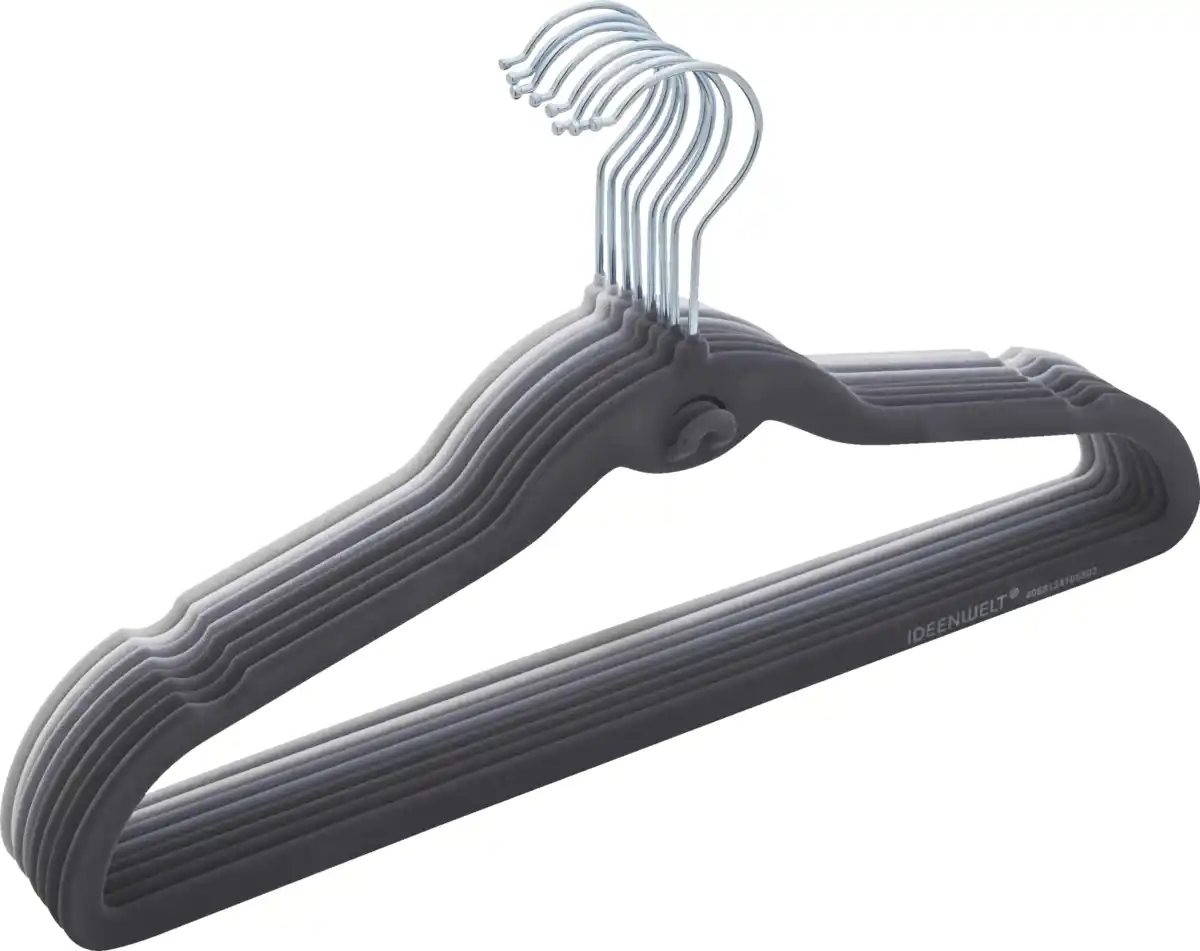 Bild 2 von IDEENWELT Beflockte Kleiderbügel 8er-Set grau