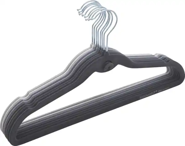 Bild 2 von IDEENWELT Beflockte Kleiderbügel 8er-Set grau