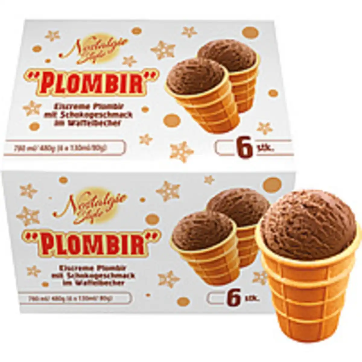 Bild 1 von Eiscreme Plombir mit Schokogeschmack im Waffelbecher