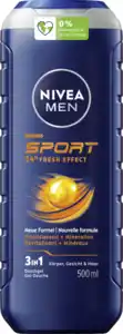 NIVEA MEN 3in1 Duschgel Sport 24H Fresh Effect, 500 ml