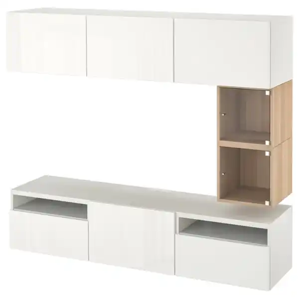 Bild 1 von BESTÅ / EKET TV-Bank, weiß/Selsviken Hochglanz/weiß, 180x42x166 cm
