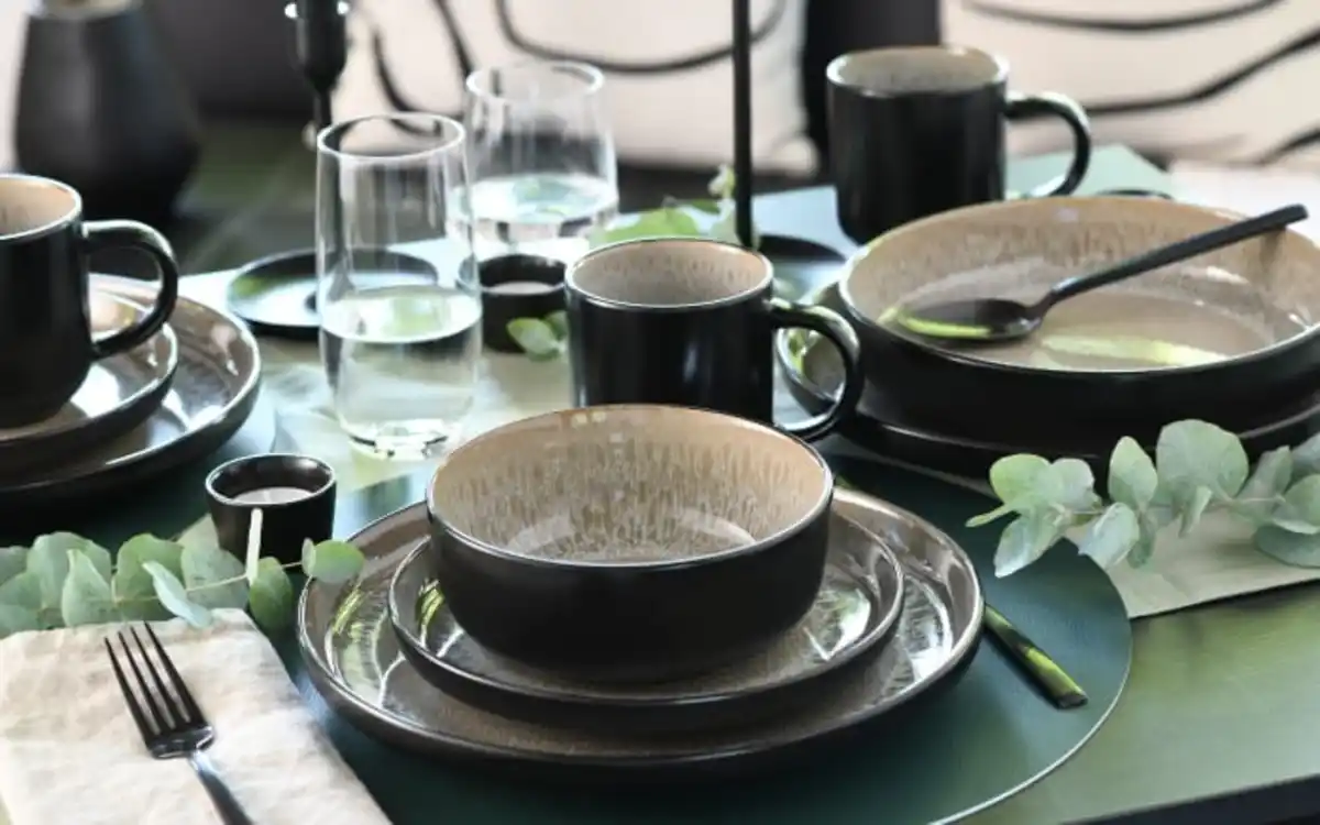 Bild 4 von Kombiservice Nordic Fjord, beige/schwarz, 16-teilig