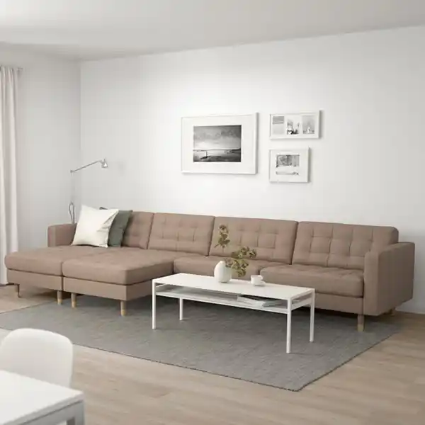 Bild 2 von LANDSKRONA 5er-Sofa, mit Récamieren/Grann/Bomstad dunkelbeige/Holz