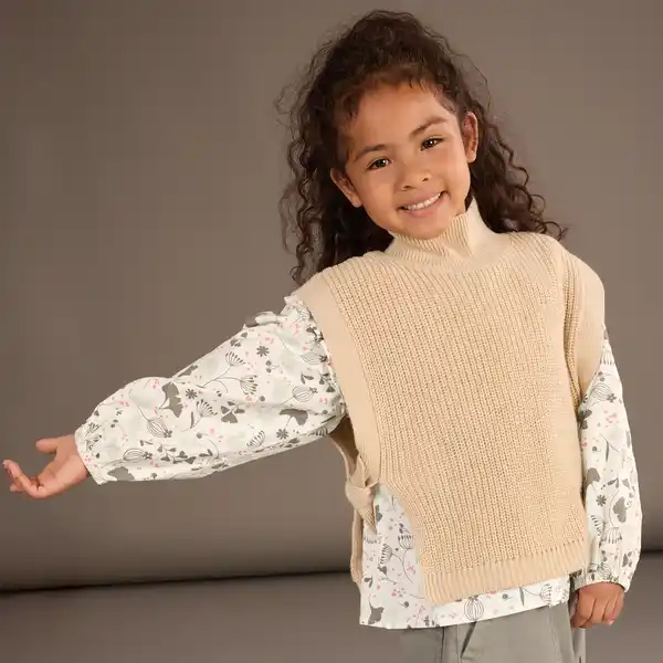 Bild 1 von Kinder-Mädchen-Poncho mit Schleifen-Details