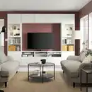 Bild 3 von BESTÅ TV-Komb. mit Vitrinentüren, weiß/Lappviken Klarglas weiß, 300x42x231 cm