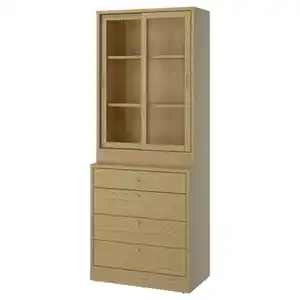 TONSTAD Aufbewahrung mit Schubladen, Eichenfurnier/Glas, 82x47x210 cm