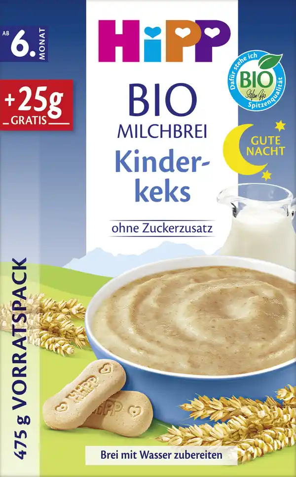 Bild 1 von HiPP Bio Milchbrei Gute Nacht Kinderkeks Vorratspackung, 475 g