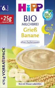 HiPP Bio Milchbrei Gute Nacht Grieß Banane Vorratspackung, 475 g
