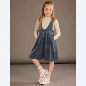 Kinder-Mädchen-Kleid mit Knöpfen