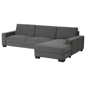 SÖRVALLEN 4er-Sofa, mit Récamiere rechts/Tallmyra mittelgrau