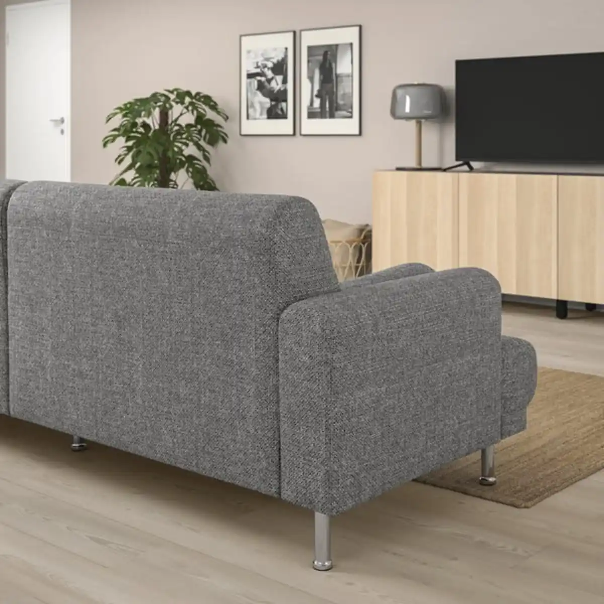 Bild 3 von LÅNGARYD 3er-Sofa mit Récamiere, links, Lejde grau/schwarz/Metall