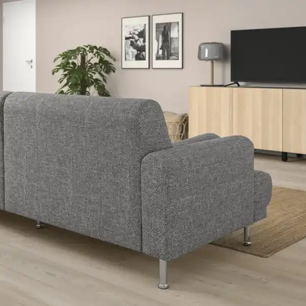 Bild 3 von LÅNGARYD 3er-Sofa mit Récamiere, links, Lejde grau/schwarz/Metall