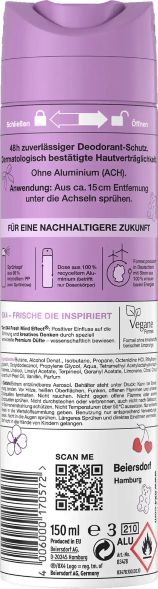 Bild 2 von 8x4 Deospray Vibrant Flower, 150 ml