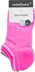 under2wear 3er Pack Sportsneaker NEON pink/weiß Gr. 39/42